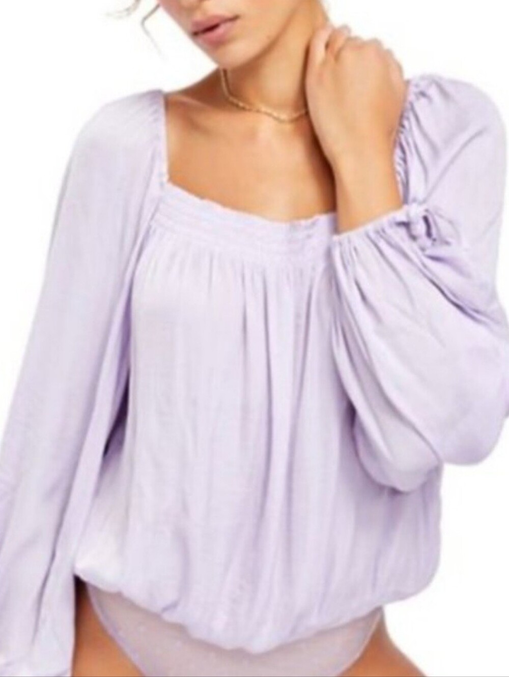 FREE PEOPLE Another Round Bodysuit Lavender Boho Size SMALL
